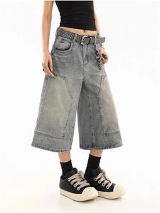 Pantalones Cargo de satén de cintura alta Vintage para mujer, pantalones de verano a la moda, cierre de cintura elástica, cremallera, bolsillos delanteros planos - Product Image 2