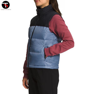 Chaleco de invierno para mujer personalizado cuello alto transpirable algodón burbuja diseño a prueba de viento acolchado sin mangas-Chaleco alto - Product Image 3