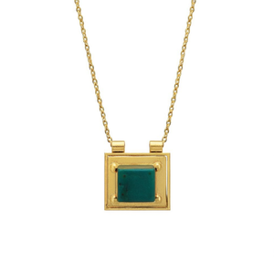 Collar con Colgante de Jaspe Verde con Detalles en Latón - Product Image 2