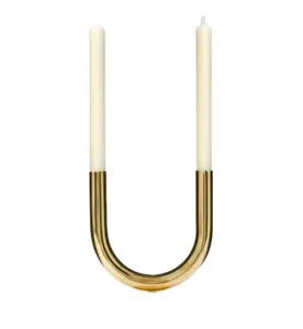 Bougeoir en U en laiton 2 bras support de bougie pour pièce maîtresse décor de Table de noël décoration lumineuse tube en laiton en forme de U de luxe