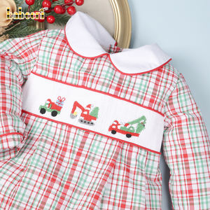 Vêtements pour bébé en coton de luxe d'hiver personnalisables, broderie de camion de chantier, smock à manches bouffantes pour garçon, fabrication en gros ODM - Product Image 3