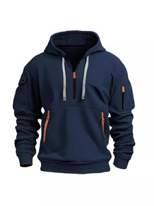 Men's Casual Sports <b>Hip</b>-Hop Pullover Hoodie With Multi Zippered Arm Embroidered Badge Hoodies & Sweatshirts - Product Image 3