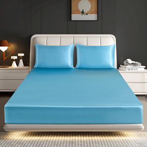 Nuovo Set di lenzuola con 3 pezzi in tessuto semplice in raso di poliestere con federe elastico morbide lenzuola King Size per la casa - Product Image 6