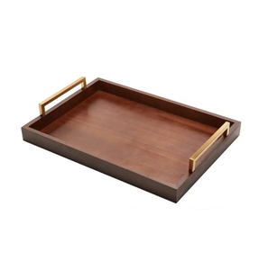 ถาดไม้ใส่โต๊ะกาแฟพร้อมที่จับโลหะสำหรับงานแต่งงานเสิร์ฟที่บ้านผลิตในอินเดีย - Product Image 1