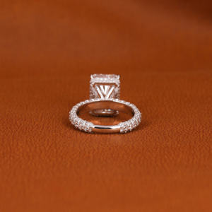 14KT oro blanco 5,0 CT anillo de compromiso de corte radiante laboratorio cultivado diamante oculto Halo ajuste IGI certificado joyería de lujo - Product Image 3