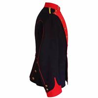 Veste d'uniforme française napoléonienne, hussard, garniture dorée, costume de cérémonie avec blazer en laine noire, rouge et jaune, veste à cordon doré