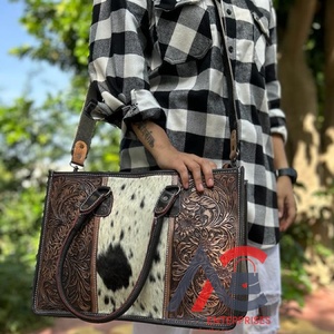 Sac à main en cuir véritable pour femmes, sac à bandoulière en fourrure noire sur cuir, sac à provisions à la mode de haute qualité - Product Image 1