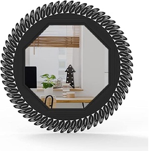 Espejo decorativo de pared hecho a mano para el hogar, espejo octogonal montado en la pared, hecho a mano, Negro, especialmente para decoración de dormitorio - Product Image 6