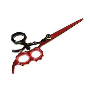 Customized Ergonomic <b>Barber</b> Hair Cutting Shears <b>Set</b> Handmade 2-Piece Black Gold Red Titanium Stainless Steel Blade Sharp Steel - Product Image 5
