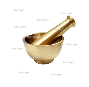 Bulk Brass Mortar Pestle Set Gold Polished Eco-Friendly Dishwasher <b>Safe</b> Customizable Size Highest Quality Herbs & Spice <b>Tools</b> - Product Image 1