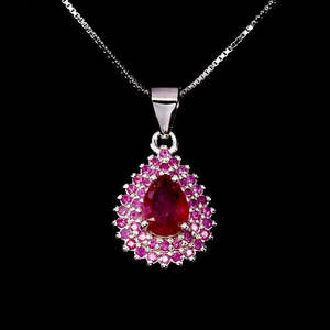 AAA+ Quality 925 Sterling Silver <b>Necklace</b> Pear <b>Ruby</b> 7x5mm Natural Gemstone Jewelry 18inches Cus-Jew103 - Product Image 1