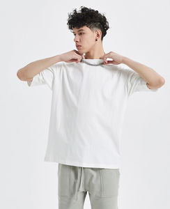 Camiseta personalizada para hombre 100% algodón de gran tamaño con hombros caídos, ropa de calle, camiseta ajustada en blanco para hombre - Product Image 6