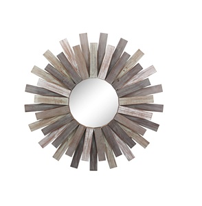 Diseño de tendencia hecho a mano Color marrón trabajo madera espejo decorativo montado en la pared colgante para dormitorio sala de estar - Product Image 1