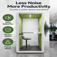 Cabine de bureau acoustique moderne pour une personne, insonorisée, avec bureau intégré, pour un espace de travail privé