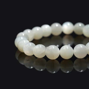 100% Natural 8 mm Smooth Round Beaded <b>Bracelet</b> 7 Inches Crystal <b>Bangle</b> Moonstone Jewelry - Product Image 3