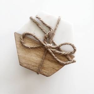 <b>Marble</b> Hexagon Brass Inlay Coasters Natural Sublimation & Metal Inlay <b>Marble</b> Stone Tea Coasters Custom Wholesale - Product Image 6