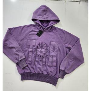 เสื้อฮู้ดผู้ชายทรงโอเวอร์ไซส์ฮิปฮอปโอเวอร์ไซส์ผ้าทอลายนูนมีฮู้ดผ้าคอตตอนไซส์ใหญ่พิเศษ - Product Image 3