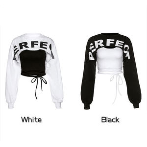 Sudaderas con capucha para mujer con estampado de hojaldre recortado de alta calidad Fabricantes Aduanas Ropa de mujer Tops cortos sexy Sudaderas con capucha para mujer - Product Image 6