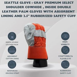 Gants de travail en cuir de vachette pleine fleur pour hommes, blancs, pour la conduite, la construction industrielle, 10 pouces, en cuir de vachette, pour jardinage, sécurité - Product Image 2