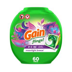 Gain Flings แพ็คผงซักฟอกซักผ้าพร้อม oxi Boost และสำหรับกลิ่นลมแสงจันทร์60จำนวน10กรัมซิลิโคน - Product Image 4
