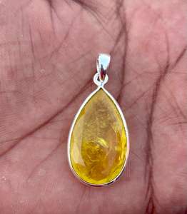 Colgante de zafiro amarillo de Plata de Ley 925, hermoso colgante para mujer. - Product Image 2