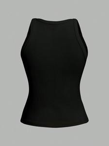 Camiseta sin mangas suave sexy de punto básico de Color sólido para mujer, ropa de calle de verano Vintage sin mangas para chicas geniales - Product Image 4