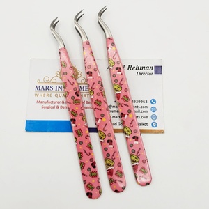 Pinces à épiler de Noël, design de haute qualité, pinces à épiler pour extensions de cils, pinces à épiler courbées en J, acier inoxydable, pointes en fibre solide - Product Image 1