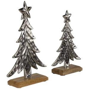 Sculpture d'arbre de Noël en métal brillant argenté Décoration de vacances élégante Table de salon Cheminée Bureau Accent festif saisonnier - Product Image 1