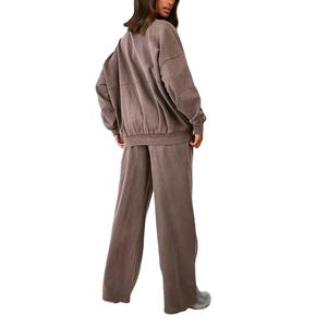 Survêtement surdimensionné pour femmes le plus vendu personnalisé survêtements lavés à l'acide imprimés en gros pour vêtements d'hiver décontractés 2026 - Product Image 2