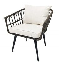 Fauteuil d'extérieur moderne en rotin tressé, chaise d'appoint de jardin avec coussins