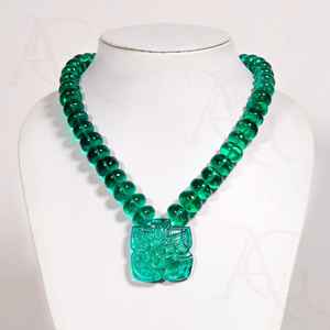 Lab Grown Emerald <b>Necklace</b> <b>Beads</b> faceted Smooth Polished Green Nano Cut Gemstone Strand for Jewelry Making Customisable - Product Image 5