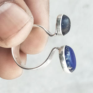Anillo de piedras preciosas de lapislázuli hecho a mano indio de Plata de Ley 925 para niñas y mujeres para cumpleaños y bodas - Product Image 2