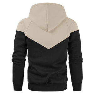 Sudadera con capucha de lana con bloque de color informal para hombre con bolsillos Sudadera de invierno para ropa de calle - Product Image 3