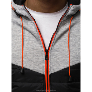 Chaqueta acolchada deportiva de invierno personalizada para hombre, Sudadera con capucha informal, cierre de cremallera, tejido sólido, cárdigan de empalme, suministro ODM, temporada de otoño - Product Image 2