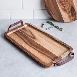 Bandeja Decorativa Rústica de Madera Natural con Borde Festoneado, Plato Rectangular Grande de Madera con Asas Recortadas para Cocina y Sala de Estar - Product Image 6