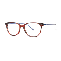 Gafas de Acetato FEROCE Ultrafinas Unisex con Montura Completa a Rayas, Ligeras, Redondas, de Diseño Elegante, para Uso Diario