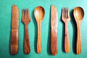 Cucharas de Madera con Diferentes Diseños, Decoración de Cocina, Cubiertos Naturales para Restaurante y Hotel con Acabado Pintado - Product Image 5