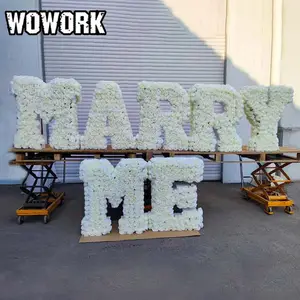 2024 WOWORK fornitore di fabbrica gigante amore sposami fiore floreale lettera decorazione per festa di matrimonio evento decorazione