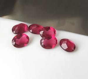 Tourmaline rose synthétique de haute qualité, pierre précieuse facettée en verre, taille ovale 3x5mm-20x30mm, effet de jeu de couleurs/feu pour la fabrication de bijoux - Product Image 6
