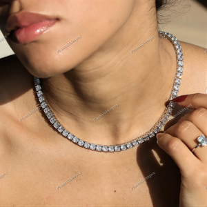 5mm Round Cut Moissanite <b>Tennis</b> Chain Custom Trendy Hip Hop 24 Inch Fully Iced Out Cluster Diamonds Necklace gift for Womens - Product Image 6