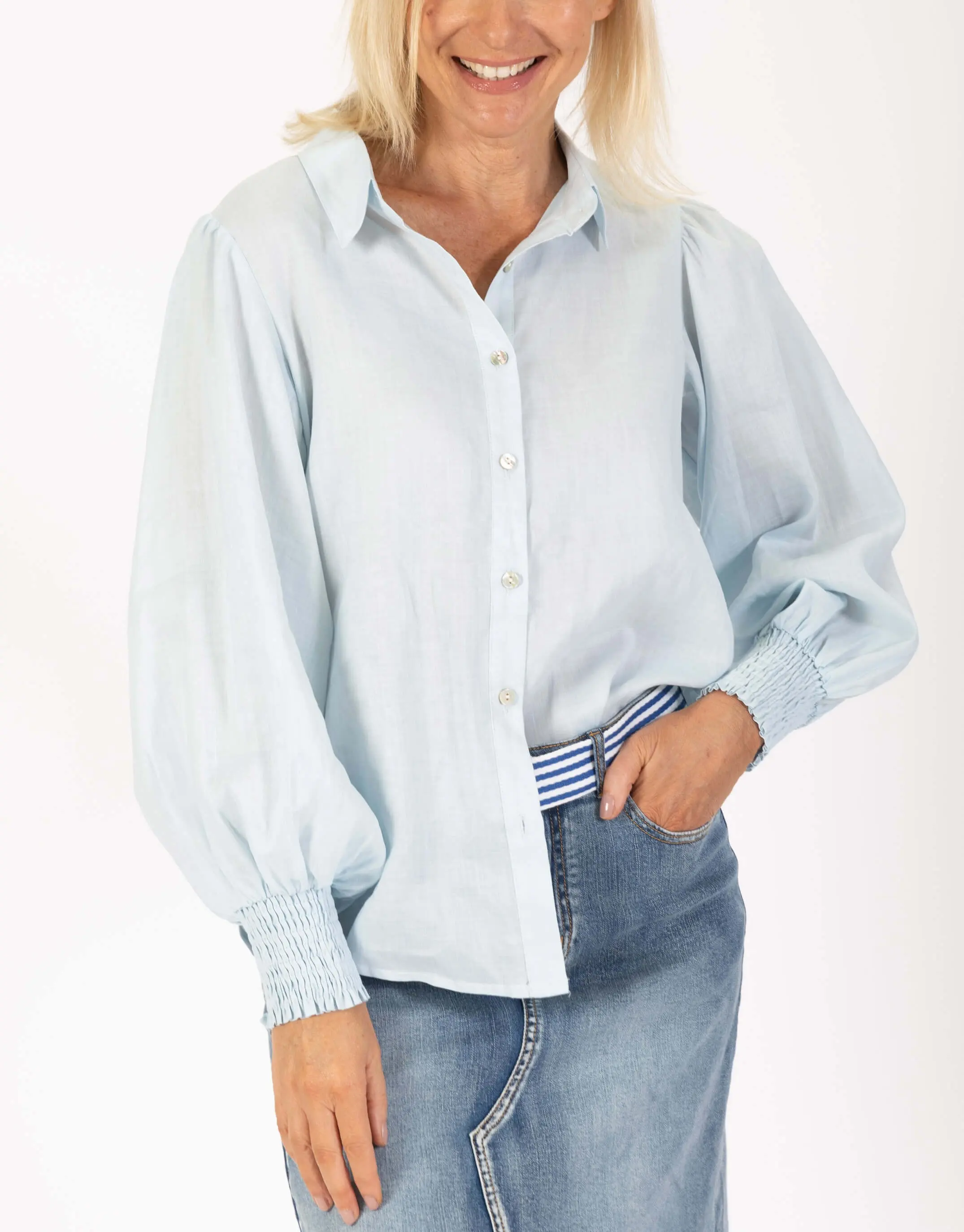 Camicetta di cotone primavera autunno donna camicia a maniche lunghe Vintage vendita calda donna Casual Plus Size top vestiti camicie da donna blu