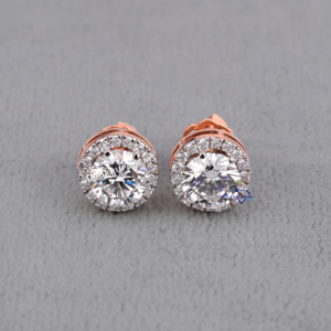 Boucles d'oreilles à la mode en or 14kt rond cultivé en laboratoire diamant beaux bijoux de luxe Bling avec cadeau de fête pour les femmes - Product Image 1