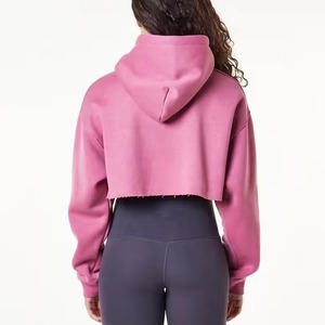 Ropa de calle con logotipo personalizado, sudadera para mujer, pulóver, sudaderas con capucha para gimnasio, Sudadera corta transpirable para mujer, Top corto informal con capucha para mujer - Product Image 4