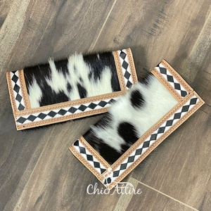 กระเป๋าคลัทช์หนังวัวแท้สไตล์โบฮีเมียนลายตาราง  งานแกะสลักมือ  สำหรับผู้หญิง  ดีไซน์เก๋  ใส่บัตรเครดิตได้  ขายส่ง - Product Image 1