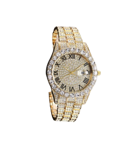 Montre en diamant faite à la main pour femmes avec cristaux étincelants cadran rond bracelet mince et design de luxe élégant - Product Image 4