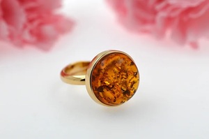 Anillo de ámbar dorado Anillo de ámbar blanco Anillo de oro Anillo de piedra amarilla Anillo de ámbar Báltico Joyería de ámbar Báltico Ámbar antiguo Oro de ámbar - Product Image 3