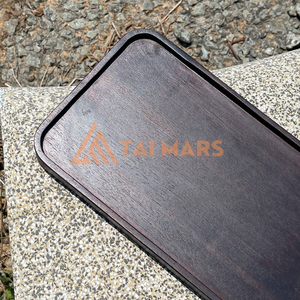 Vente en gros de plateau rectangulaire en bambou noir de haute qualité pour stockage de service de thé de dessert de collations de fruits - Product Image 6