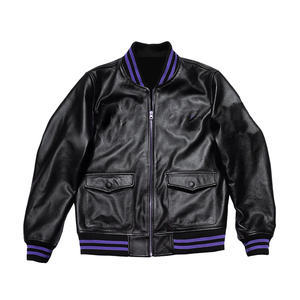 Vente en gros prix bon marché Meilleur uniforme de baseball personnalisé Manteaux décontractés Veste en cuir de vachette véritable brodée Vêtements pour hommes - Product Image 1