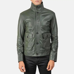 Blouson aviateur de luxe pour homme en cuir véritable, imperméable, coupe-vent, doublé de fausse fourrure, vêtement d'extérieur tendance pour l'hiver - Product Image 3