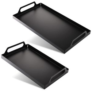 Plateau de service élégant en métal Plateau rectangulaire fini nickel Look martelé pour la maison et le mariage Plateau de service alimentaire - Product Image 3